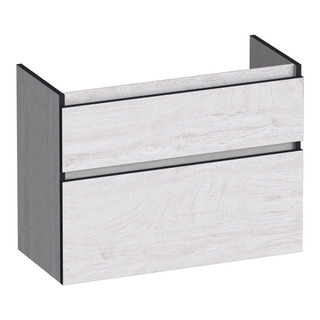 BRAUER Delight Edge meuble sous lavabo peu profond 80 2 tiroirs softclose - sans poignée - 1 découpe pour le siphon - Forest Seashell