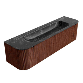 Mondiaz KURVE-DLUX Badkamermeubelset - 170x46x40cm - 1 lade - 2 deuren - wastafel solid surface - midden - zonder kraangat - Ruby