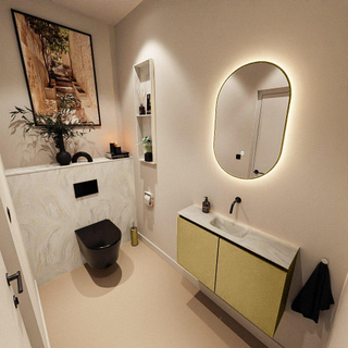 MONDIAZ TURE-DLUX Meuble toilette - 80cm - Oro - EDEN - vasque Ostra - position centrale - sans trou de robinet