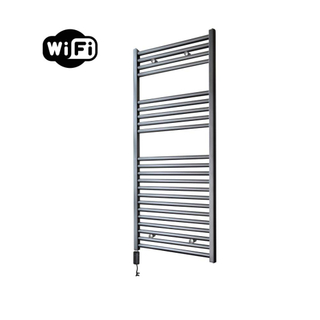 Sanicare HVW Radiateur électrique - 111,8x45cm - 596W - wifi - thermostat - noir - en bas à gauche - gunmetal (anthracite)