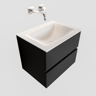ENSEMBLE DE MEUBLE MONDIAZ VICA - 60cm - 2 tiroirs - lavabo Cloud central - 0 trous de robinet - solid surface urbaine