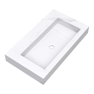 BRAUER Artificial Marble Lavabo pour meuble 80.6x45.7x10.5cm sans trop-plein 1 vasque Centre sans trou de robinet Composite Calacatta Gold