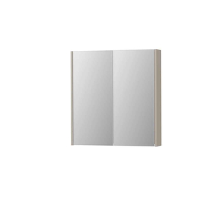 INK Spk2 armoire de toilette 70x14x74cm 2 portes miroir double face interrupteur et prise mdf laqué mat gris cachemire