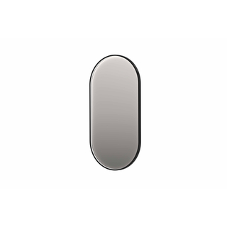 INK SP21 spiegel - 100x4x50cm ovaal in stalen kader incl indir LED - verwarming - color changing - dimbaar en schakelaar - geborsteld metal black