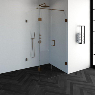 BRAUER Create douchecabine vierkant 3-delig 100x100cm profielloos met antikalk en 8mm veiligheidsglas koper