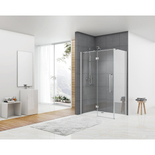 Van Rijn Produits ST05 Mur pour cabine d'angle 870-890 x 2000 verre clair 8 mm, chrome, Combiner avec porte au choix.