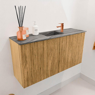 Mondiaz JOYA-DLUX 80cm meuble de salle de bains - couleur Oak - Vasque FAYE position Milieu 1 trou de robinet couleur Sombra.