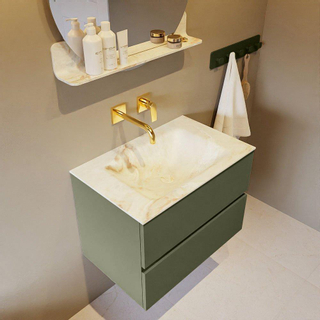 Mondiaz VICA-DLUX Ensemble de meuble de salle de bain - 70cm - meuble sous-vasque armée - 2 tiroirs - lavabo encastrée nuage milieu - sans trous de robinet - version haute de 60cm - frape