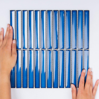 The Mosaic Factory Sevilla Carrelage mosaïque 2x14.5x0.8cm pour mur kitkat finger céramique bleu jeans