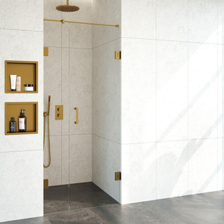 BRAUER Void nisdeur 2-delig helder glas 90x200 omkeerbaar met draaideur 60 aan muur incl. glascoating PVD goud