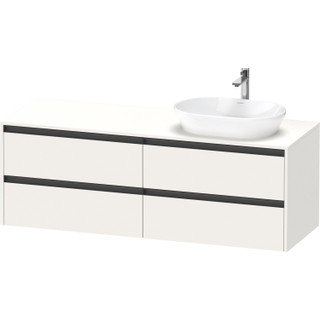Duravit ketho 2 meuble sous lavabo avec plaque console avec 4 tiroirs pour lavabo droit 160x55x56.8cm avec poignées blanc anthracite super mat