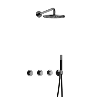 Hotbath Cobber IBS70 Regendoucheset inbouw 38.5cm wandarm 20cm ronde hoofddouche staafhanddouche zwart chroom SHOWROOMMODEL