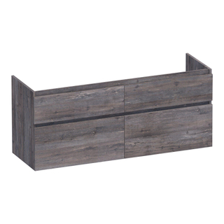 BRAUER Delight wastafelonderkast - 140x46x60cm - 4 softclose lades - greeploos - 2 sifon uitsparingen - Driftwood