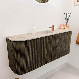 Mondiaz JOYA-DLUX 103.2cm toiletmeubel - ronding links en rechts kleur Shadow - Wastafel FAYE positie Midden 1 kraangat kleur Frappe.