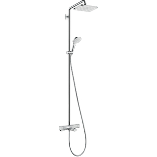 Hansgrohe Croma E280 showerpipe: m. mitigeur thermostatique bain m. 1 jet pomme de tête m. 3 jets douchette multi et flexible de douche 160cm chrome