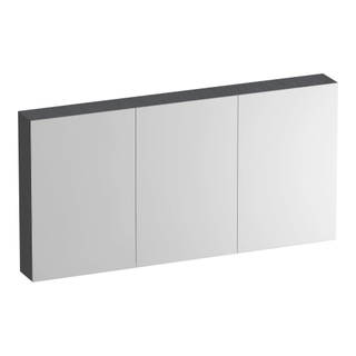 BRAUER Impress Armoire de toilette - 140x70x15cm - sans éclairage - avec 3 portes miroir doubles - Gris Bois