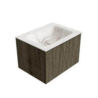 Mondiaz KURVE-DLUX Badkamermeubelset - 60x46x40cm - 1 lade - wastafel solid surface - midden - 1 kraangat - Shadow
