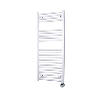 Sanicare Elektrische Radiator - 111.8x60cm - 730W - design - thermostaat - chroom - rechtsonder - wit