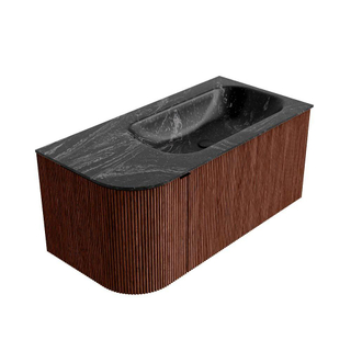 Mondiaz KURVE-DLUX Badkamermeubelset - 95x46x40cm - 1 lade - 1 deur - wastafel solid surface - rechts - 1 kraangat - Ruby