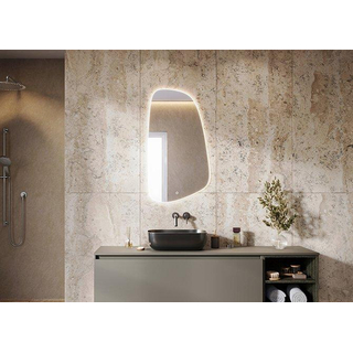 HR Meubles de salle de bain Sasso 2.0 Miroir - 50x90cm - forme organique - éclairage indirect LED sans point - capteur tactile - intensité variable - température de couleur réglable - chauffe-miroir