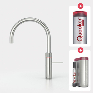 Quooker Fusion Round kokendwaterkraan - draaibare uitloop - Combi+ incl. Cube reservoir - Warm / kokend / bruisend / gefilterd water - RVS
