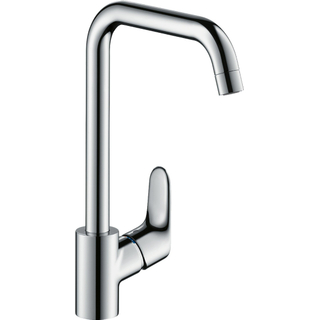 Hansgrohe Focus E2 Robinet de cuisine avec bec haut pivotant réglable à 110 degrés. 150 degrés et 360 degrés chrome