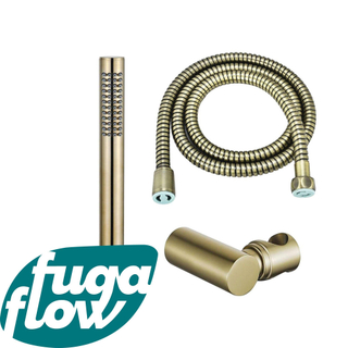 FugaFlow Eccelente Sobrado ensemble de douche à main avec support de douche debout et flexible anti-torsion en laiton brossé