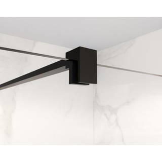 FugaFlow Eccelente Vetro douche à l'italienne salle de bain tige de stabilisation prolongée 200cm détachée avec matériel de fixation - noir mat