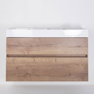 Saniclass Aurora Ensemble de meuble - 120cm - 2 tiroirs - lavabo céramique - sans trou de robinet - blanc - roble