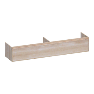 BRAUER Embrace wastafelonderkast - 198x35x45.5cm - 2 softclose lades - greeploos - 2 sifon uitsparingen - massief eiken - lamellen eiken wit