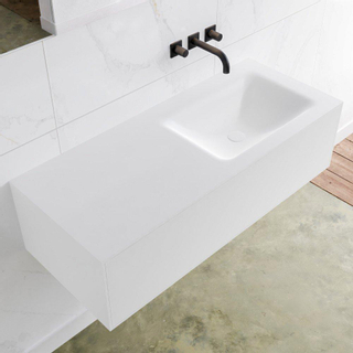 Mondiaz Lagom Meuble avec 1 tiroir 110x30x45cm vasque Cloud droite sans trous de robinet Solid Surface Talc