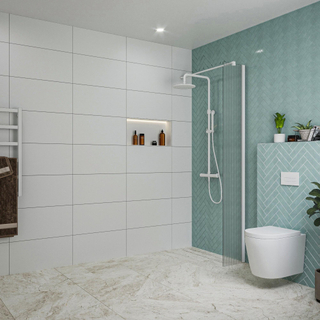 FugaFlow Eccelente Vetro Douche à l'italienne - 30x200cm - verre nervuré - Blanc mat