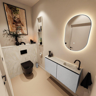 MONDIAZ TURE-DLUX Meuble toilette - 100cm - Plata - EDEN - vasque Ostra - position droite - 1 trou de robinet