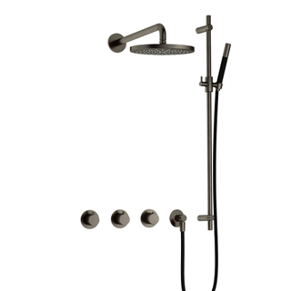 Hotbath Cobber ensemble de douche thermostatique encastré avec 2 robinets d'arrêt et barre coulissante vieux fer