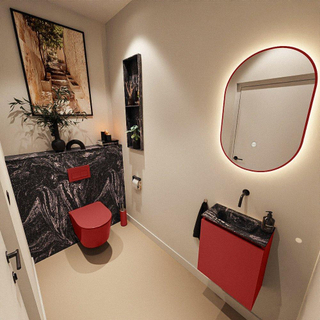 MONDIAZ TURE-DLUX Meuble toilette - 40cm - Fire - EDEN - vasque Lava - position centrale - sans trou de robinet