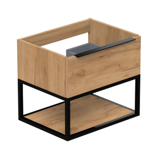 Thebalux onderkast type2 60cm 1x lade opbouwgreep Noëlla met frame mat zwart en 1x inleg  1x uitsparing incl witte sifonset