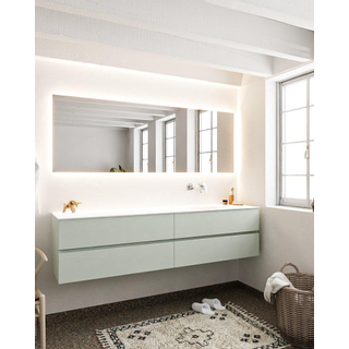 Mondiaz VICA ensemble de meuble de salle de bain - 200cm - meuble sous-vasque gris - 4 tiroirs - lavabo moon droite - sans trou de robinet - miroir LED - version XL 60cm de haut