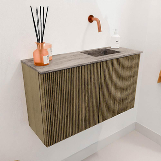 Mondiaz JOYA-DLUX 70cm toiletmeubel - kleur Dusk - Wastafel FAYE positie Rechts Zonder kraangat kleur Oza.