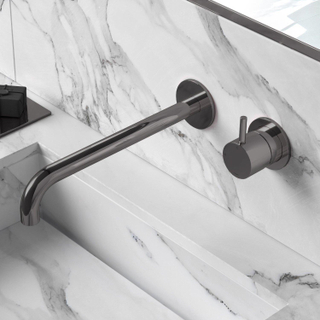 Hotbath Cobber partie de finition robinet mélangeur lavabo encastrable et 25 cm bec noir chrome DESTOCKAGE