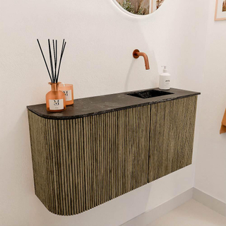 Mondiaz JOYA-DLUX Meuble de salle de bains 81.6cm - arrondi gauche couleur Dusk - Vasque FAYE position droite sans trou de robinet couleur Lava