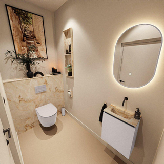 MONDIAZ TURE-DLUX Meuble toilette - 40cm - Cale - EDEN - vasque Frappe - position centrale - sans trou de robinet