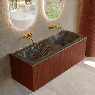 Mondiaz KURVE-DLUX Badkamermeubelset - 120x46x40cm - 1 lade - wastafel solid surface - dubbel - zonder kraangat - Ruby