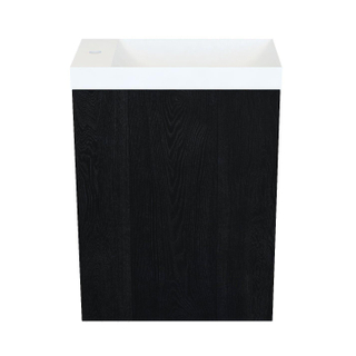 Arcqua Marble Ensemble fontaine - 40x22x54.5cm - fontaine mat blanc - sans trop-plein - chêne noir