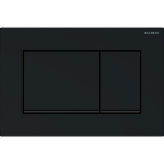 Geberit Sigma30 bedieningplaat, 2-toets spoeling frontbediening voor toilet 24.6x16.4cm glans zwart met matzwarte designstrook -beschadigd- OUTLET UDEN
