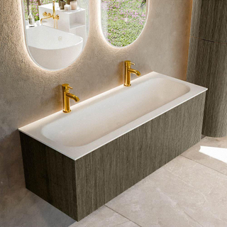 Mondiaz KURVE Ensemble de meuble salle de bain - 120x46x40cm - 1 tiroir - lavabo en solid surface - centre - 2 trous de robinet - Shadow