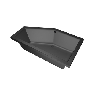 Xenz Society Hoekbad - 160x90x53 - afvoer Midden - Links - acryl - ebony