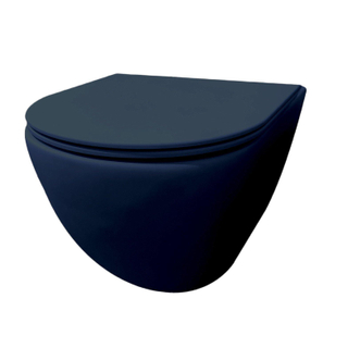 Best Design morrano-49-zonder-spoelrand wandcloset blinde bevestiging incl. zitting mat-donkerblauw donkerblauw mat