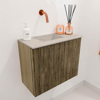 Mondiaz JOYA-DLUX Meuble de toilette 50cm - couleur Dusk - Vasque FAYE position Gauche Sans trou de robinet couleur Opalo