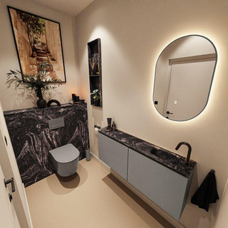 MONDIAZ TURE-DLUX Meuble toilette - 120cm - Smoke - EDEN - vasque Lava - position droite - 1 trou de robinet