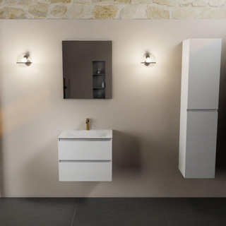 Mondiaz AIVY Ensemble de meuble - 60x45x50cm - 1 trou de robinet - 1 vasque Talc Solid surface - Centre - 2 tiroirs - sans miroir - MDF Talc